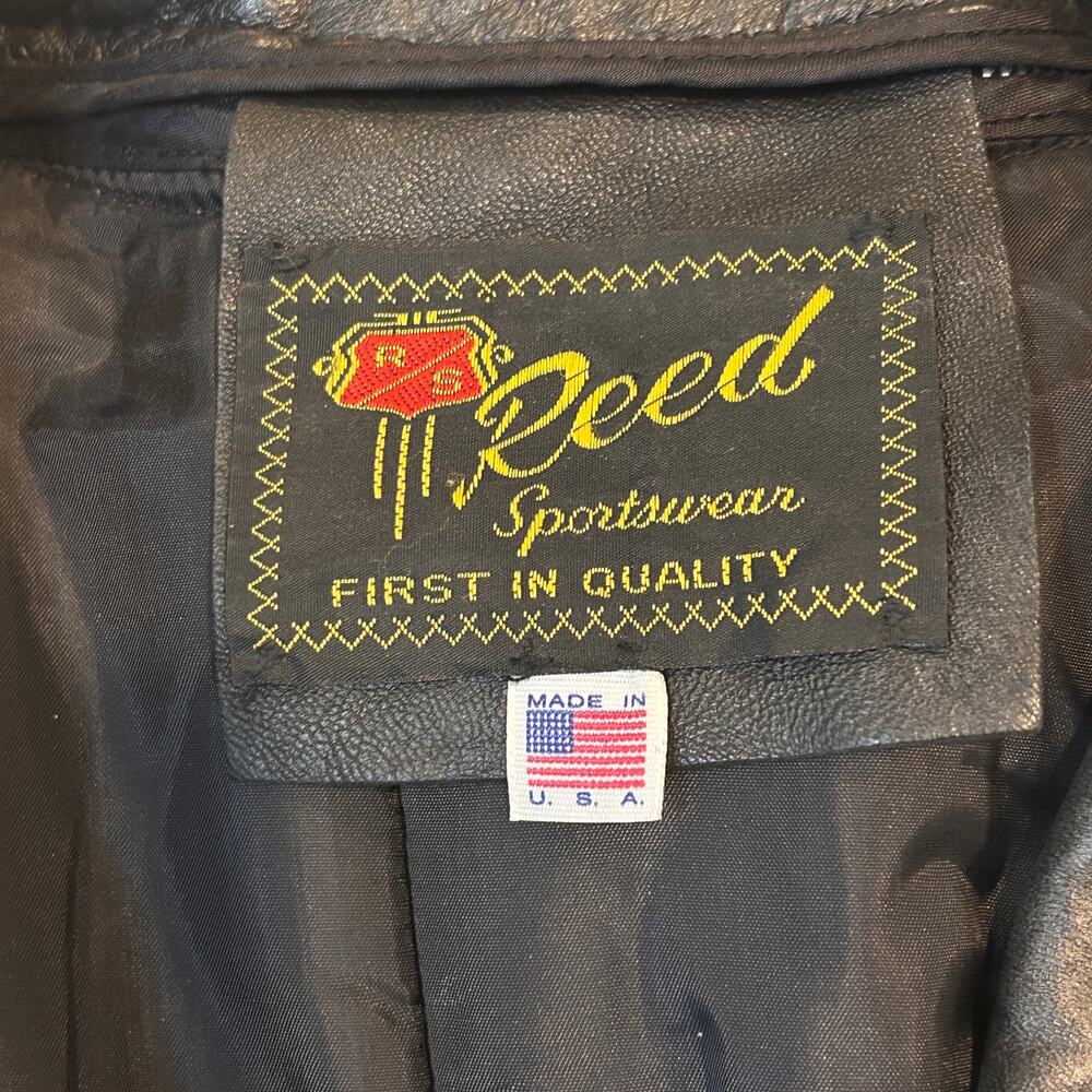 Vintage Reed Sportswear Black Leather Men’s Coat size XL - Picture 7 of 10